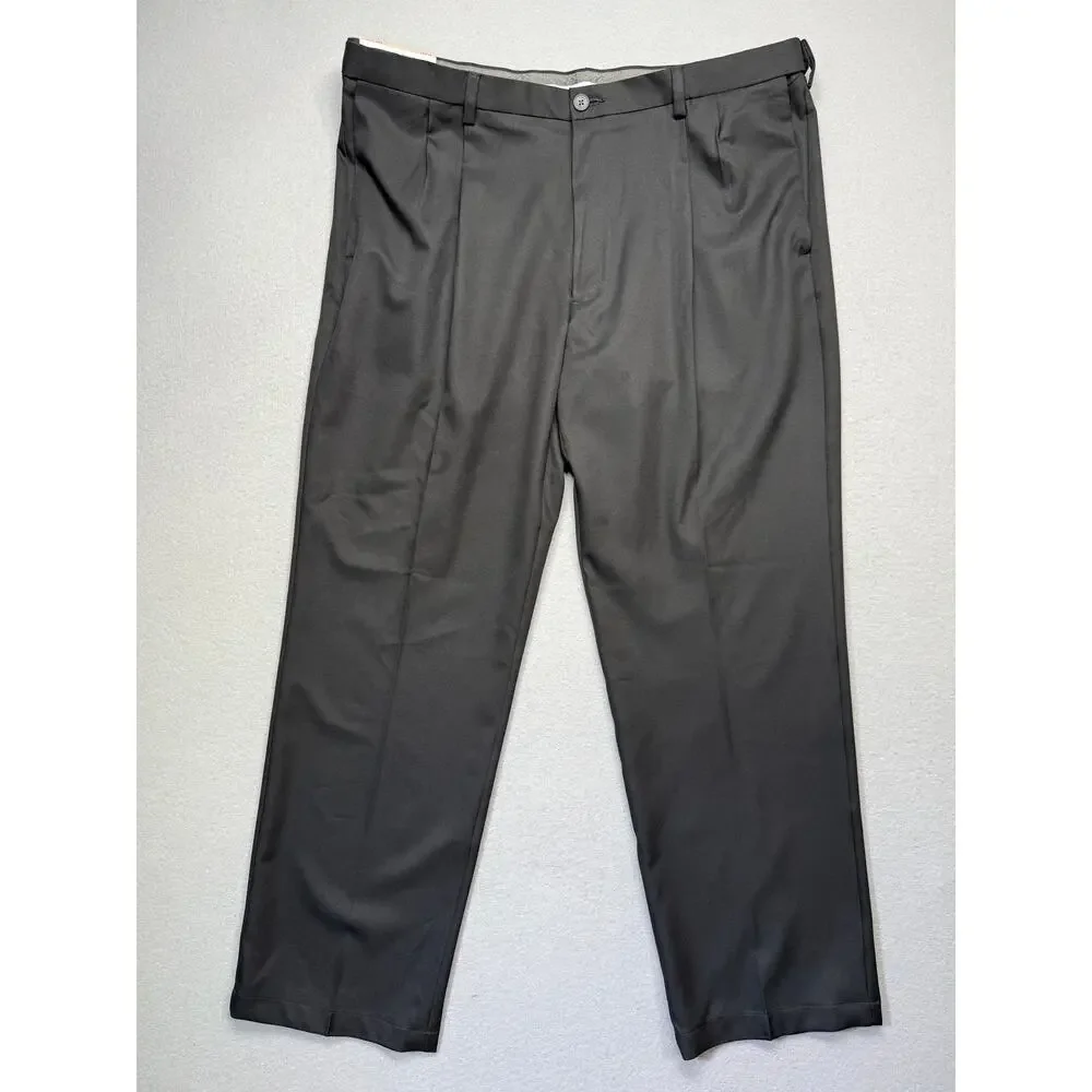 Haggar Men's Cool 18 PRO Expandable Waist Dress Pants black 42x32 $70